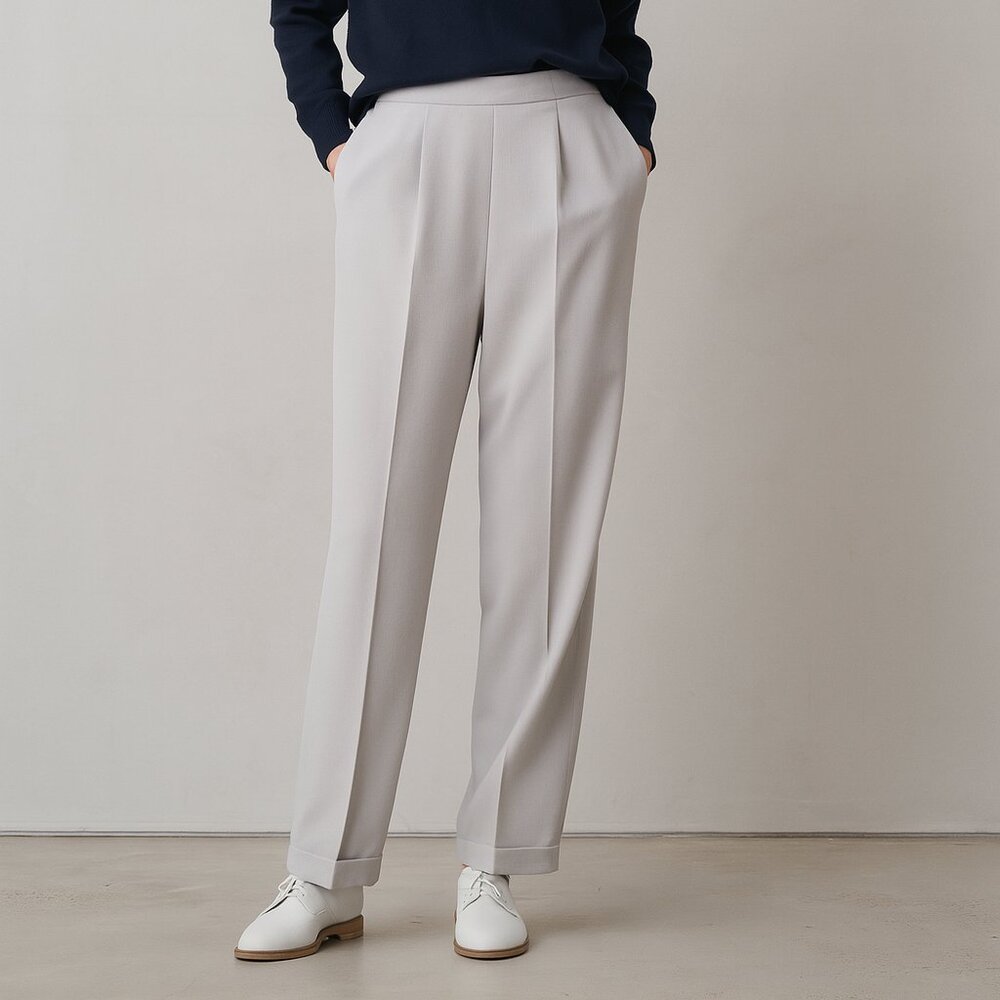 Jones Wear Creám Pleated Wide Leg Cuffed Dress Pant Sz 8